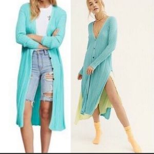 NWT Free People Skinny Mini Aqua Light Cardi
